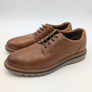 Johnston & Murphy Braydon Plain Toe Oxford Shoes Lace-Up Brown Size US8M EU41
